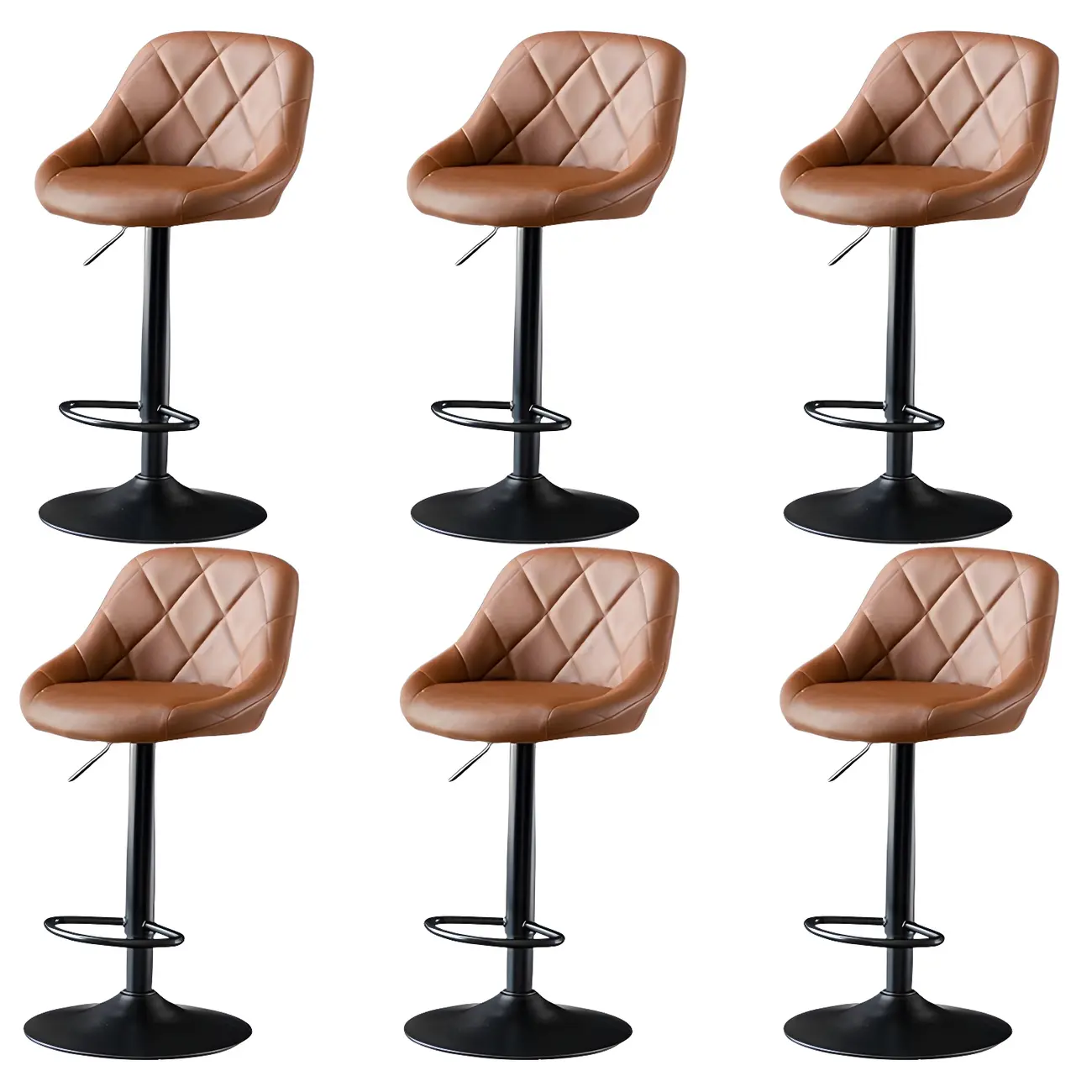 Modern Bucket Leather Swivel Adjustable Bar Stool Image - 26 | homeyfad