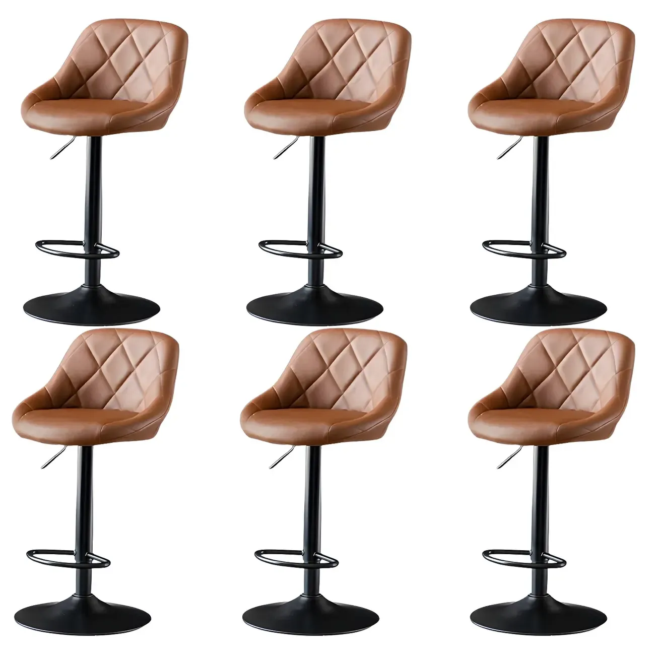 Modern Bucket Leather Swivel Adjustable Bar Stool Image - 26