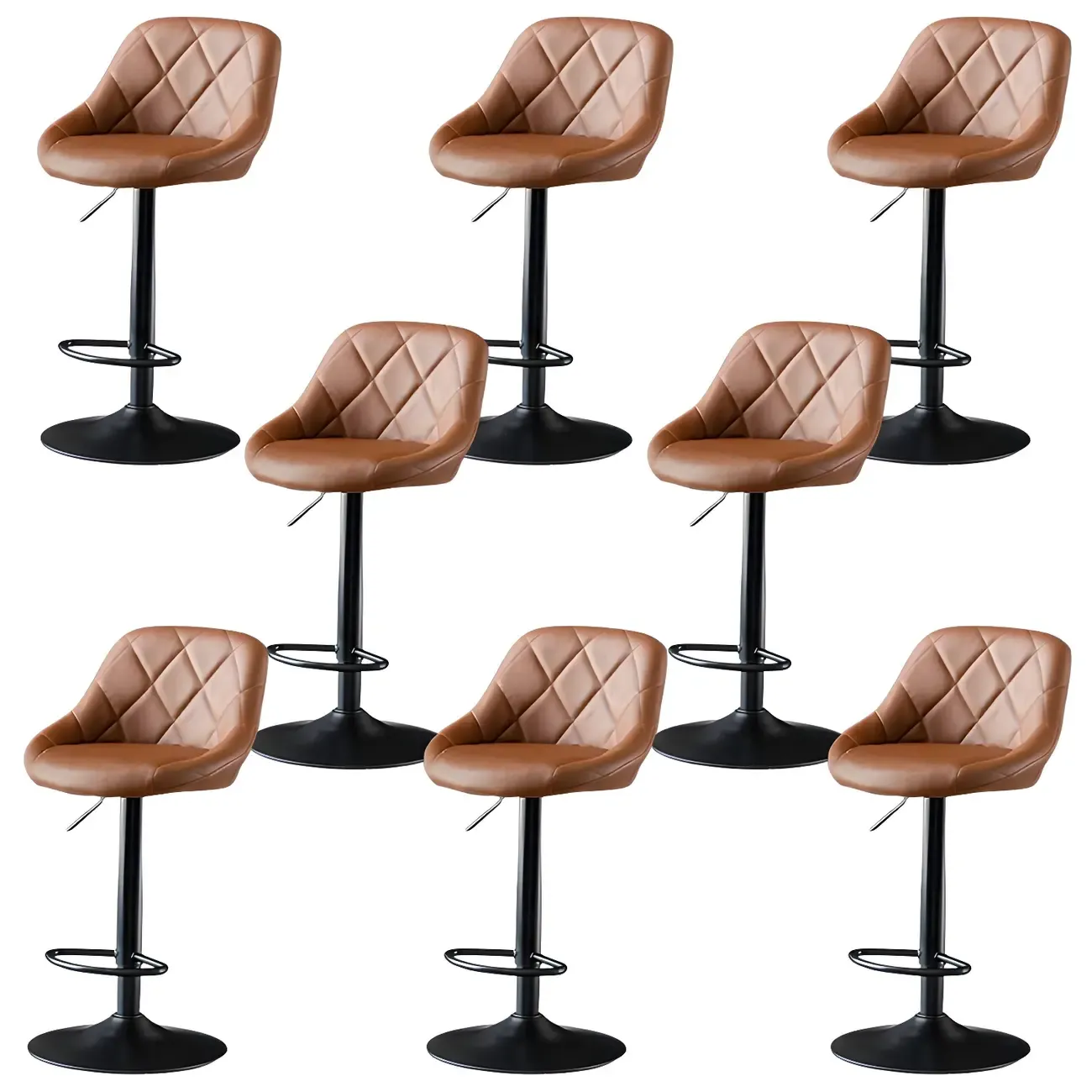 Modern Bucket Leather Swivel Adjustable Bar Stool Image - 28