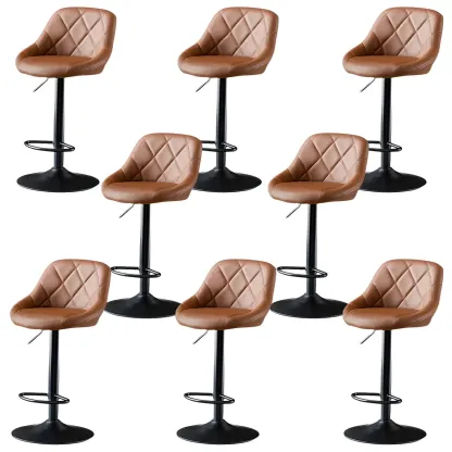 Modern Bucket Leather Swivel Adjustable Bar Stool Image - 28