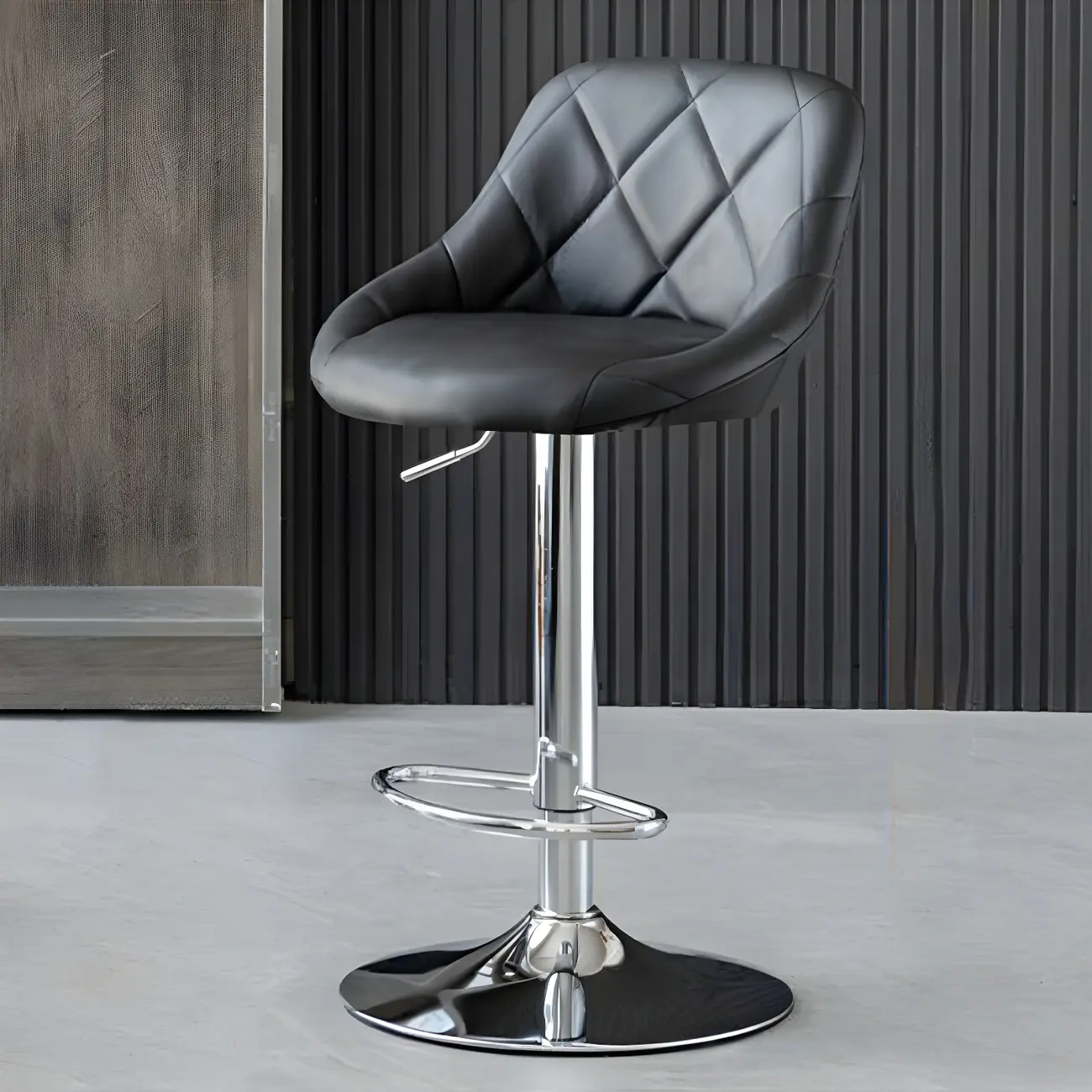 Modern Bucket Leather Swivel Adjustable Bar Stool Image - 34 | homeyfad