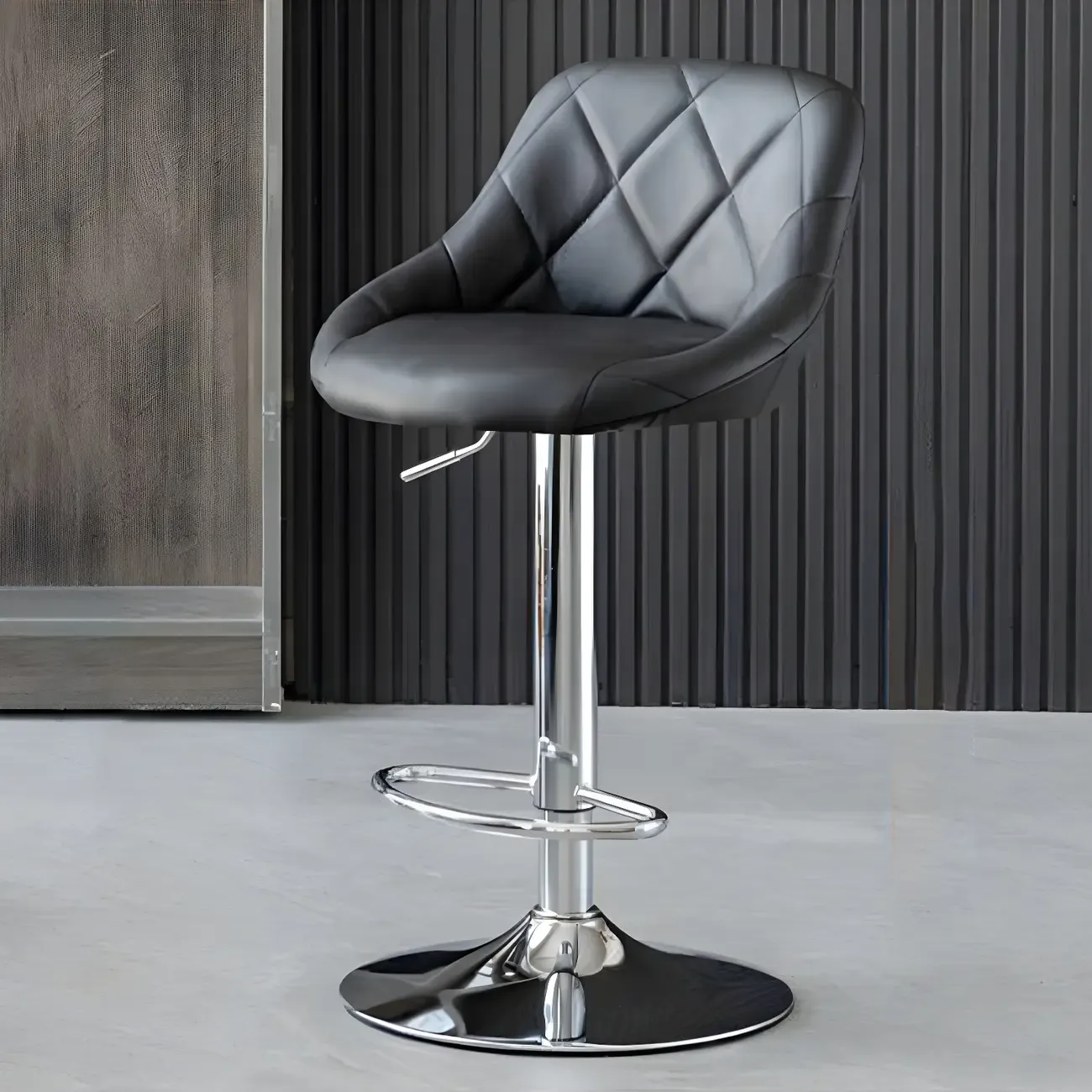 Modern Bucket Leather Swivel Adjustable Bar Stool Image - 34