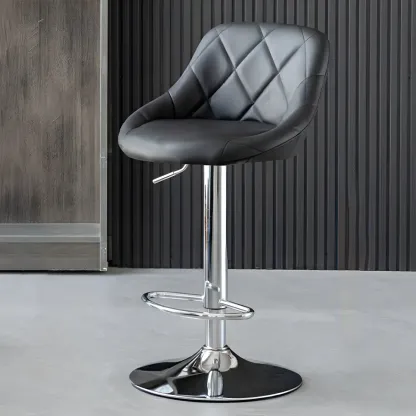 Modern Bucket Leather Swivel Adjustable Bar Stool Image - 34