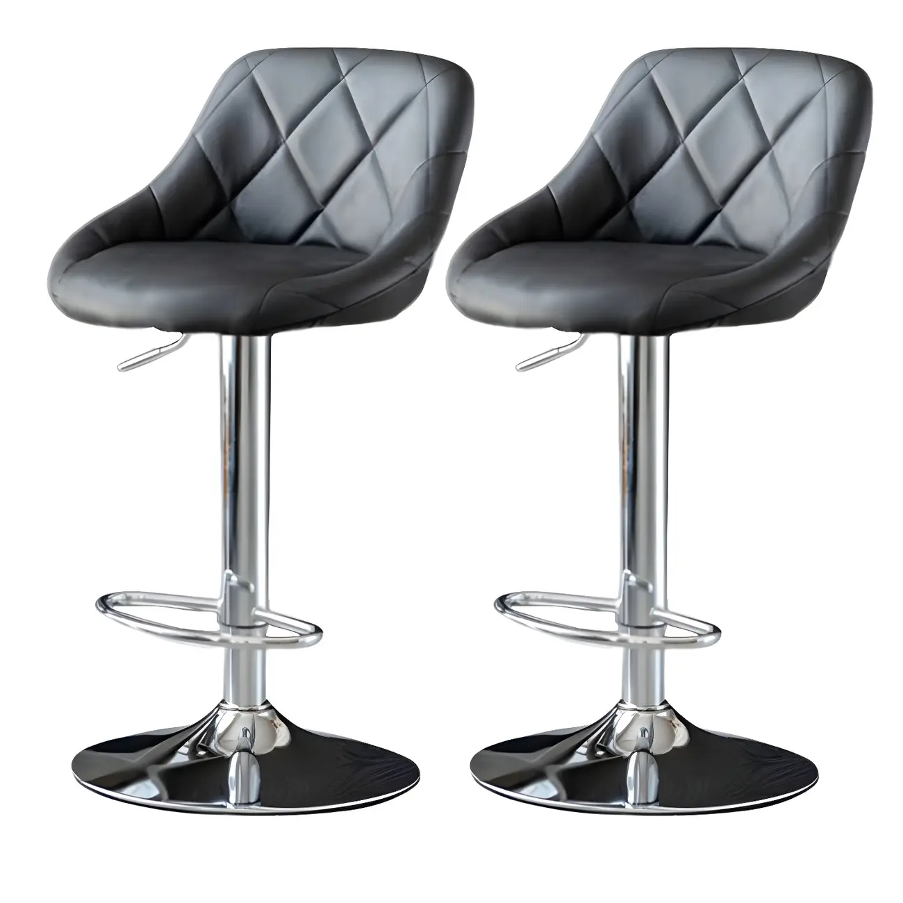 Modern Bucket Leather Swivel Adjustable Bar Stool Image - 35 | homeyfad