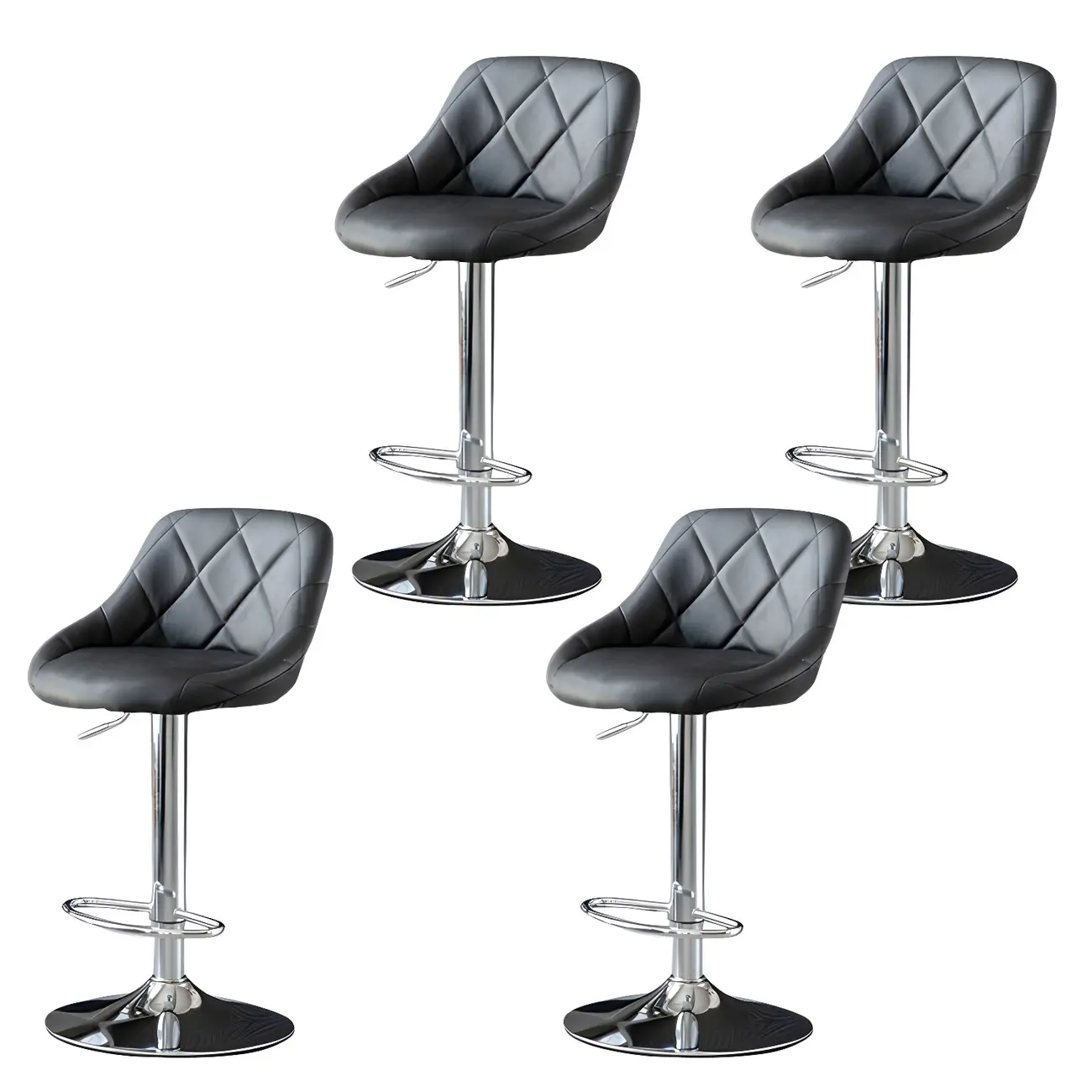 Modern Bucket Leather Swivel Adjustable Bar Stool Image - 36 | homeyfad