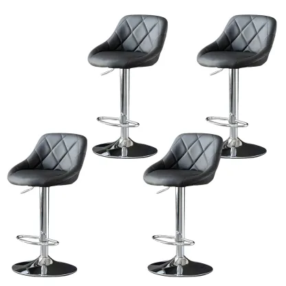 Modern Bucket Leather Swivel Adjustable Bar Stool Image - 36