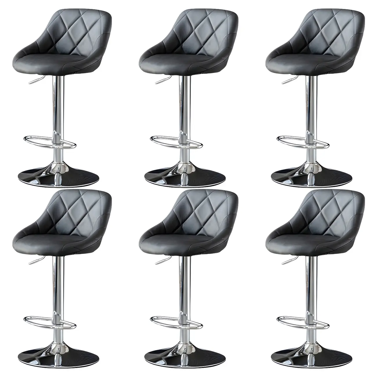 Modern Bucket Leather Swivel Adjustable Bar Stool Image - 37 | homeyfad
