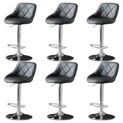 Modern Bucket Leather Swivel Adjustable Bar Stool Image - 37
