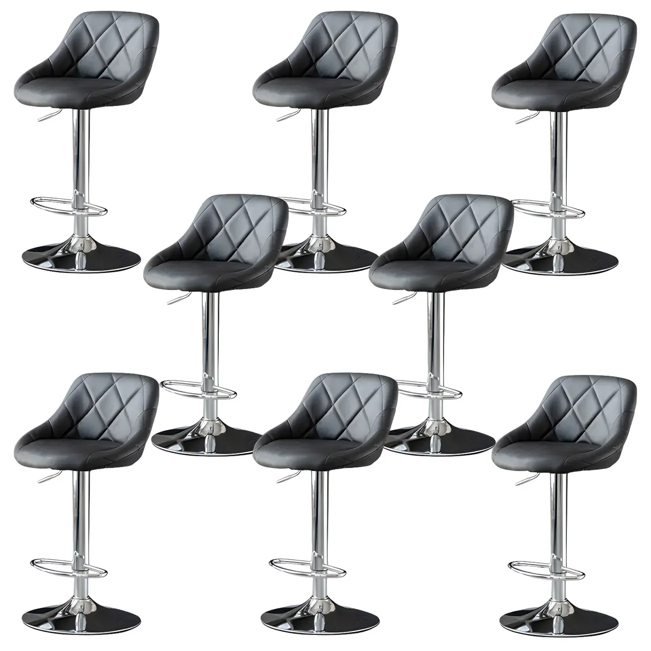 Modern Bucket Leather Swivel Adjustable Bar Stool Image - 38