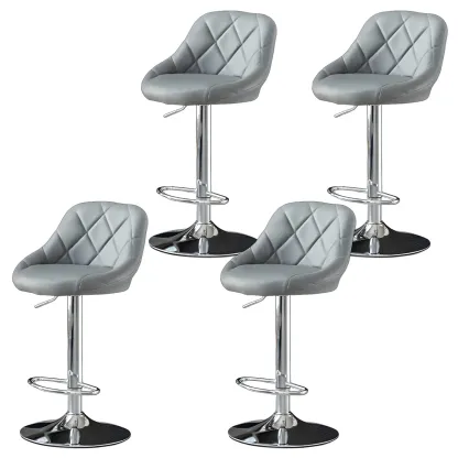 Modern Bucket Leather Swivel Adjustable Bar Stool Image - 41