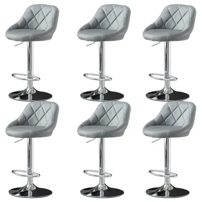 Modern Bucket Leather Swivel Adjustable Bar Stool Image - 42
