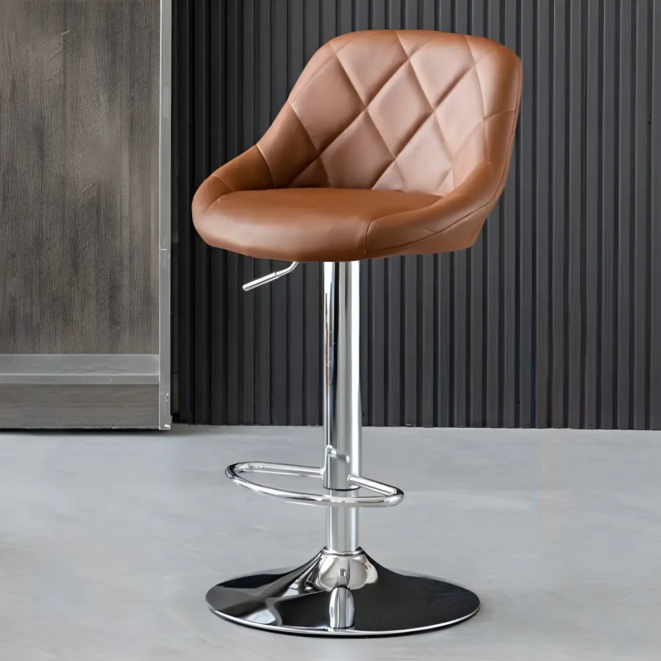 Modern Bucket Leather Swivel Adjustable Bar Stool Image - 44