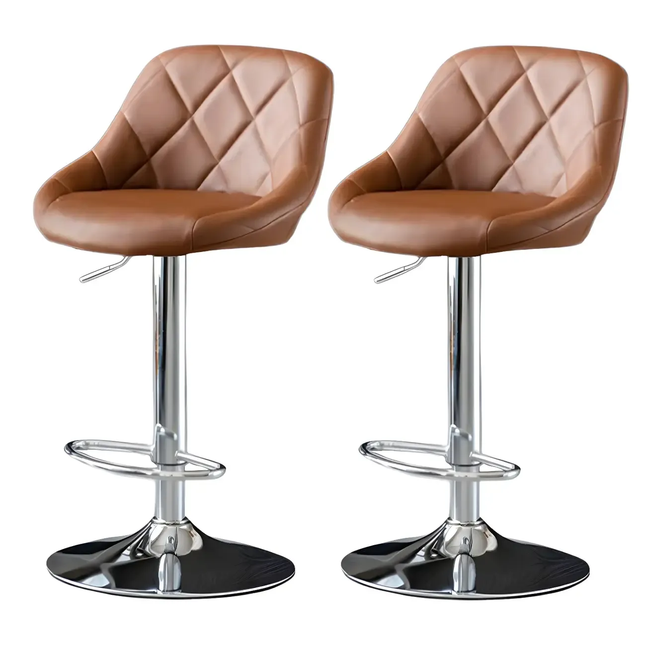 Modern Bucket Leather Swivel Adjustable Bar Stool Image - 45