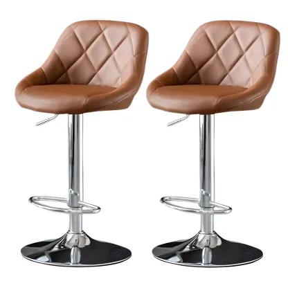 Modern Bucket Leather Swivel Adjustable Bar Stool Image - 45