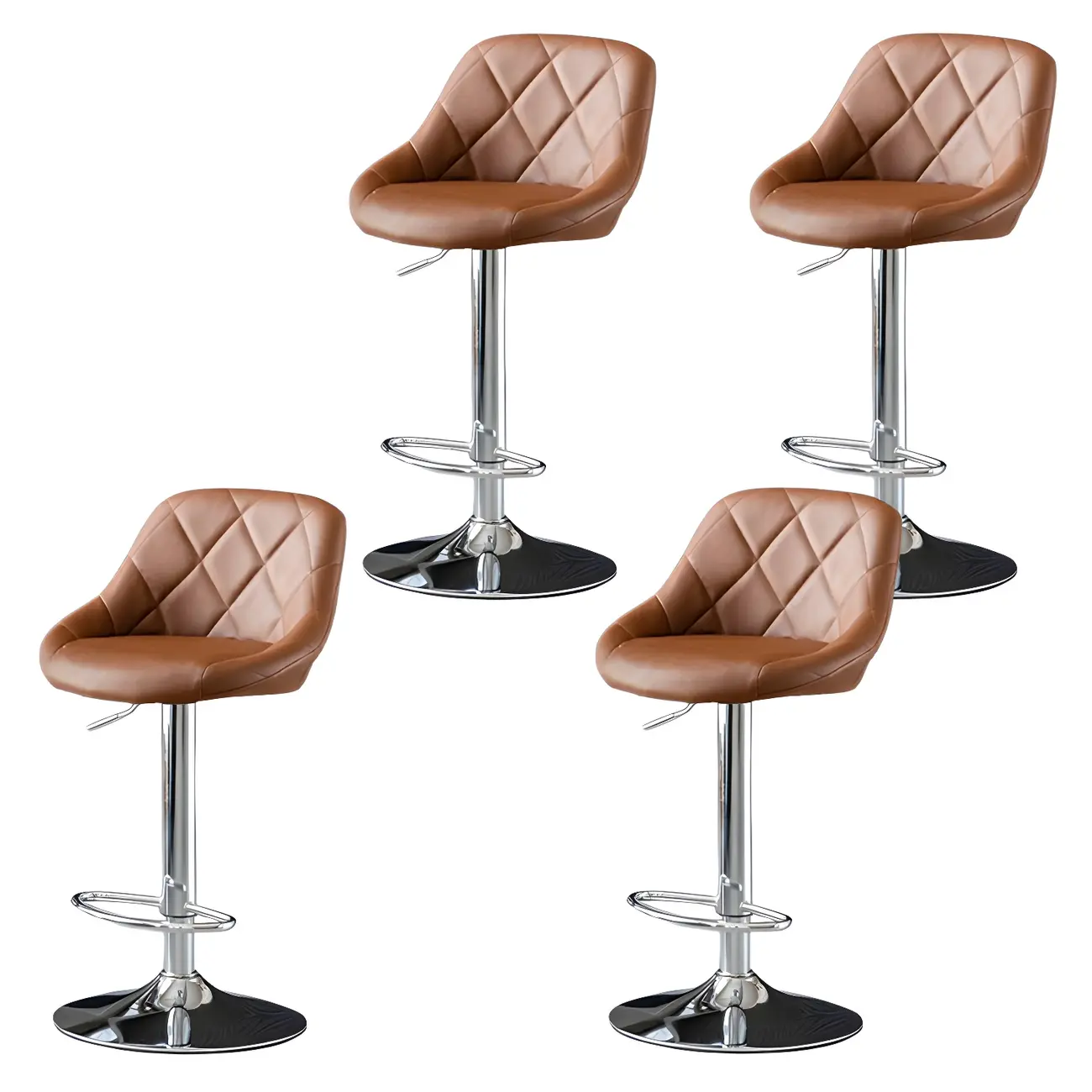 Modern Bucket Leather Swivel Adjustable Bar Stool Image - 46 | homeyfad