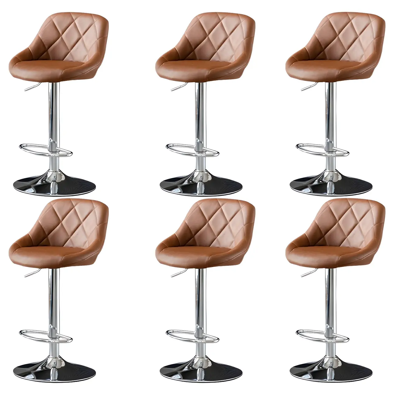 Modern Bucket Leather Swivel Adjustable Bar Stool Image - 47 | homeyfad
