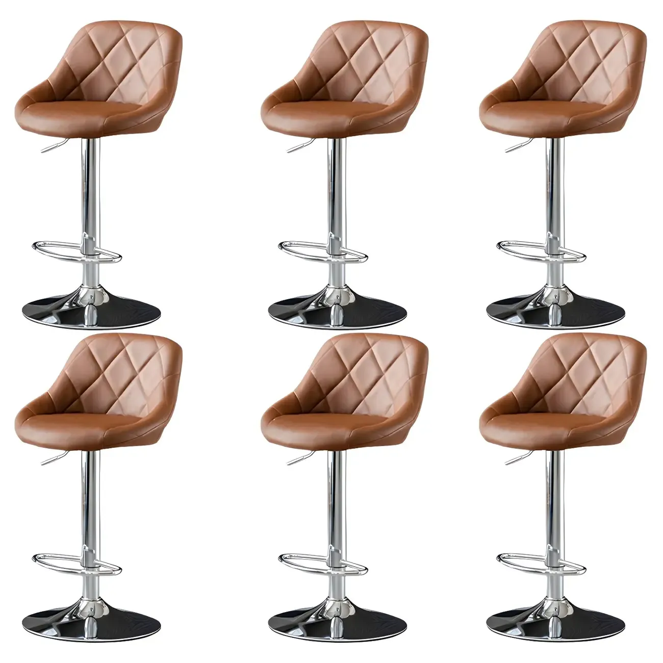 Modern Bucket Leather Swivel Adjustable Bar Stool Image - 47