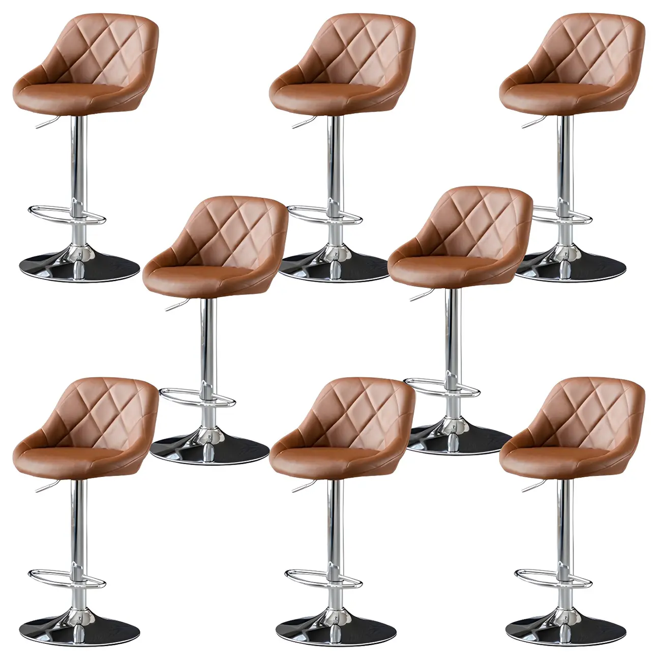 Modern Bucket Leather Swivel Adjustable Bar Stool Image - 48 | homeyfad