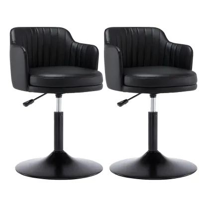 Modern Leather Armrests Swivel Adjustable Bar Stool Image - 7
