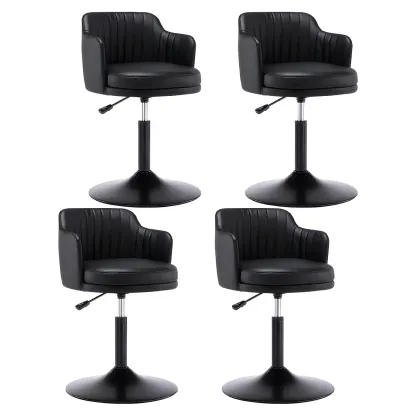 Modern Leather Armrests Swivel Adjustable Bar Stool Image - 8
