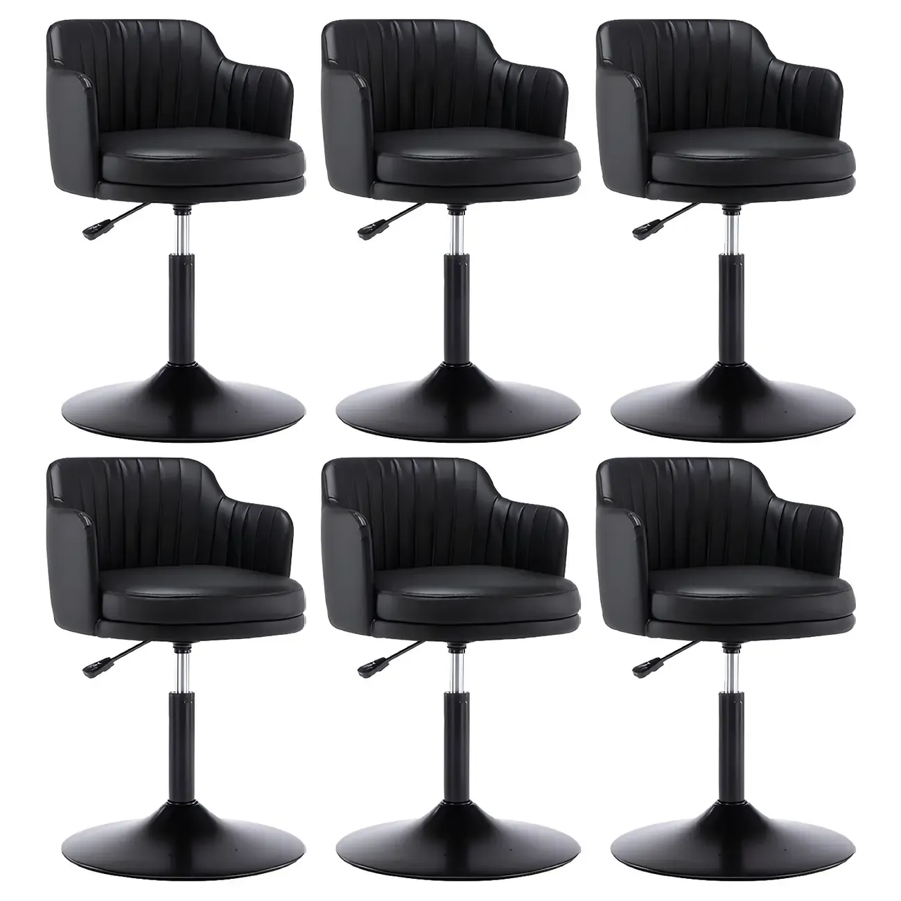 Modern Leather Armrests Swivel Adjustable Bar Stool Image - 9