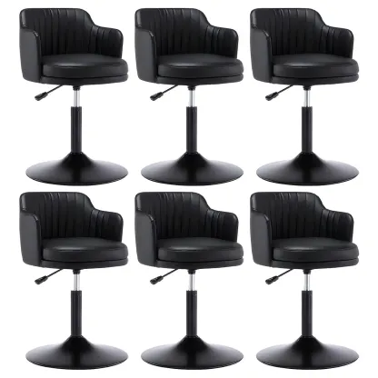 Modern Leather Armrests Swivel Adjustable Bar Stool Image - 9