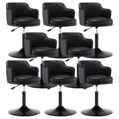 Modern Leather Armrests Swivel Adjustable Bar Stool Image - 10