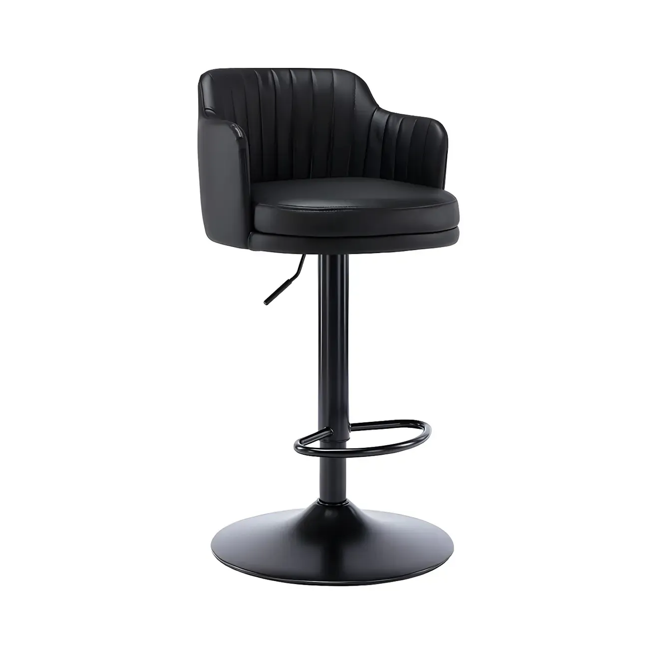 Modern Leather Armrests Swivel Adjustable Bar Stool Image - 12