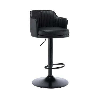 Modern Leather Armrests Swivel Adjustable Bar Stool Image - 12