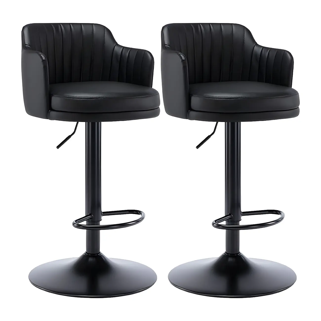 Modern Leather Armrests Swivel Adjustable Bar Stool Image - 13 | homeyfad