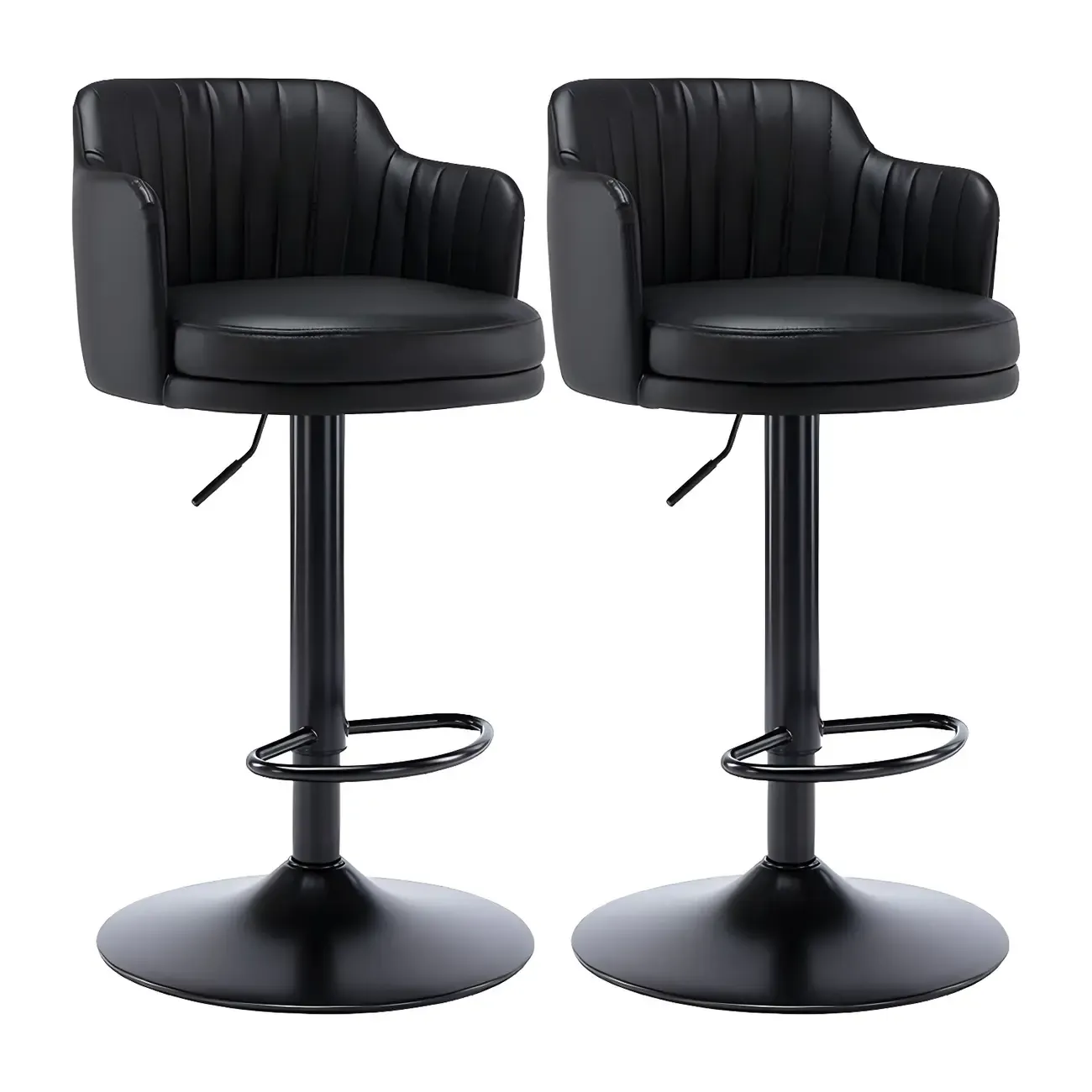 Modern Leather Armrests Swivel Adjustable Bar Stool Image - 13