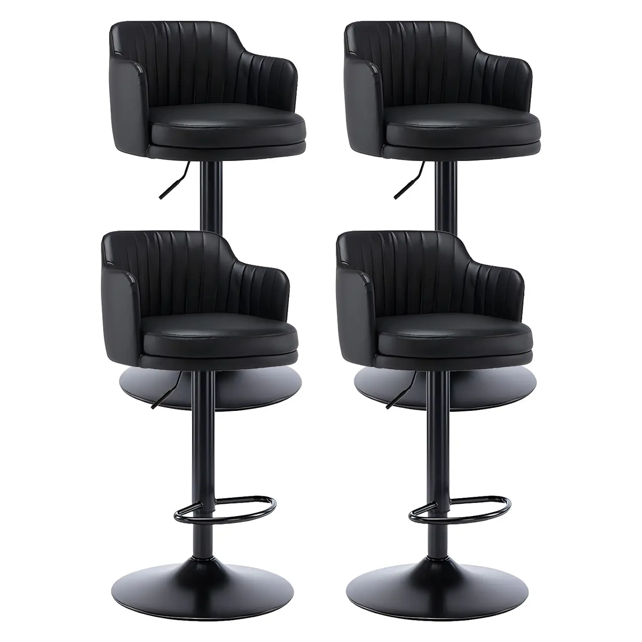 Modern Leather Armrests Swivel Adjustable Bar Stool Image - 14 | homeyfad
