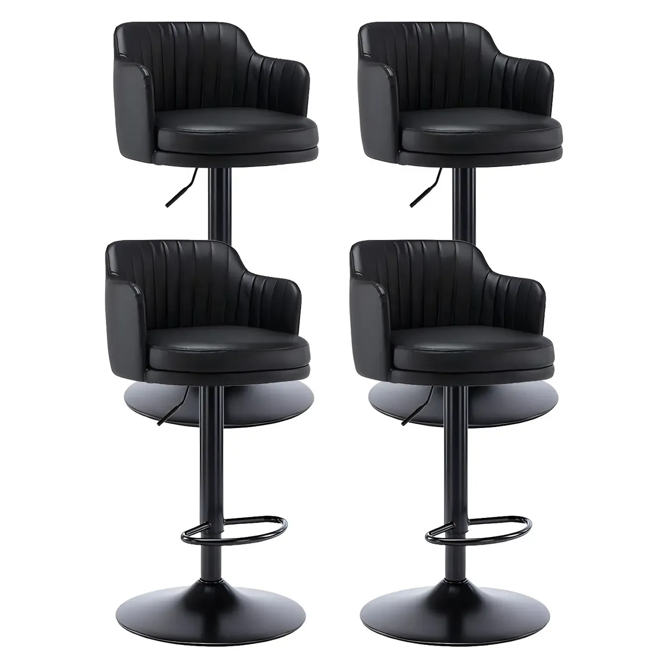 Modern Leather Armrests Swivel Adjustable Bar Stool Image - 14