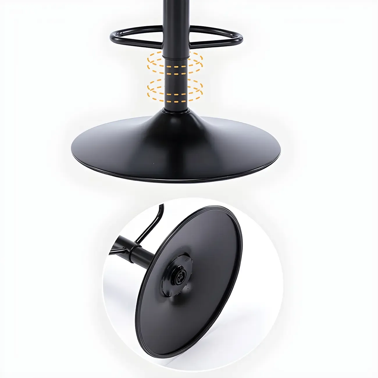 Modern Leather Armrests Swivel Adjustable Bar Stool Image - 6