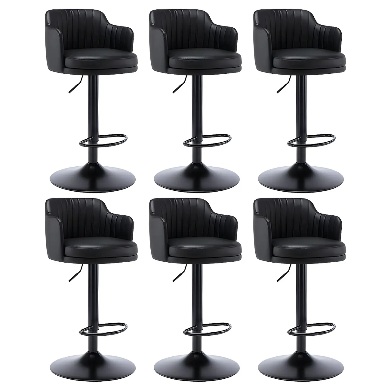 Modern Leather Armrests Swivel Adjustable Bar Stool Image - 15 | homeyfad