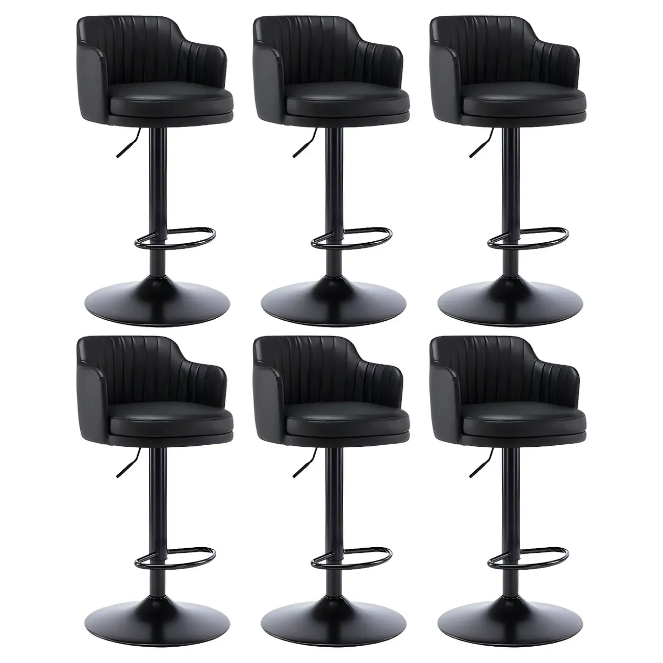 Modern Leather Armrests Swivel Adjustable Bar Stool Image - 15
