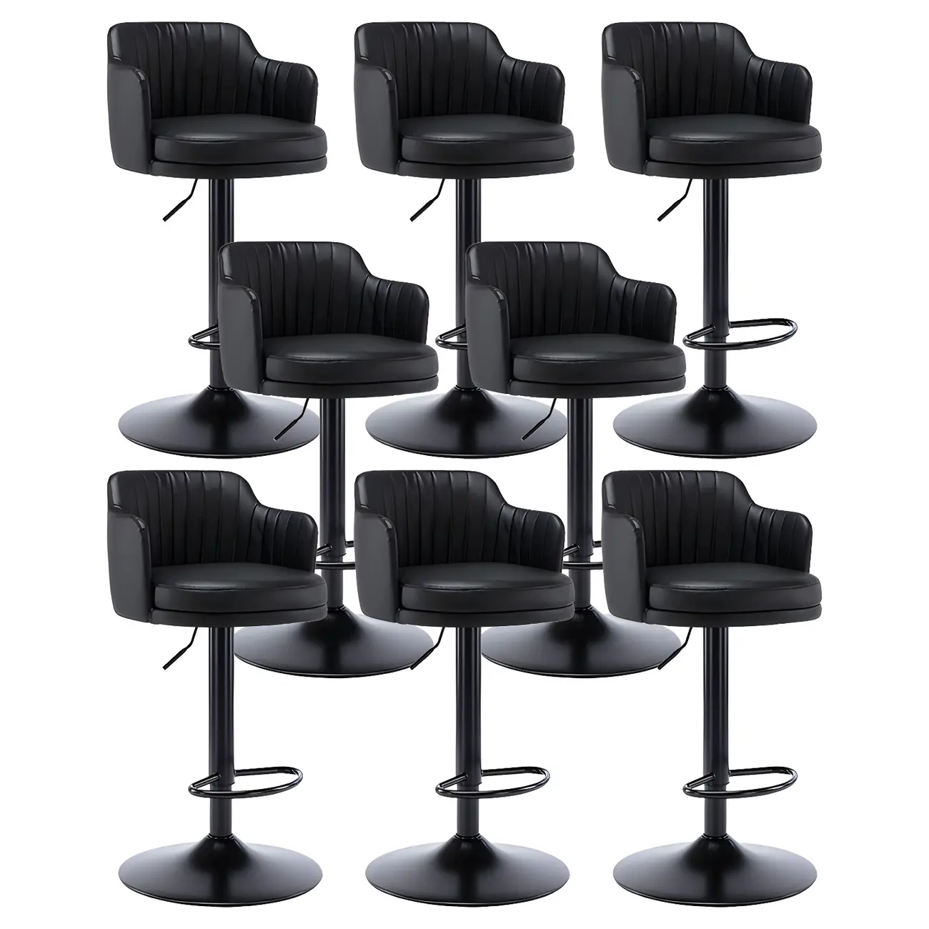 Modern Leather Armrests Swivel Adjustable Bar Stool Image - 16 | homeyfad