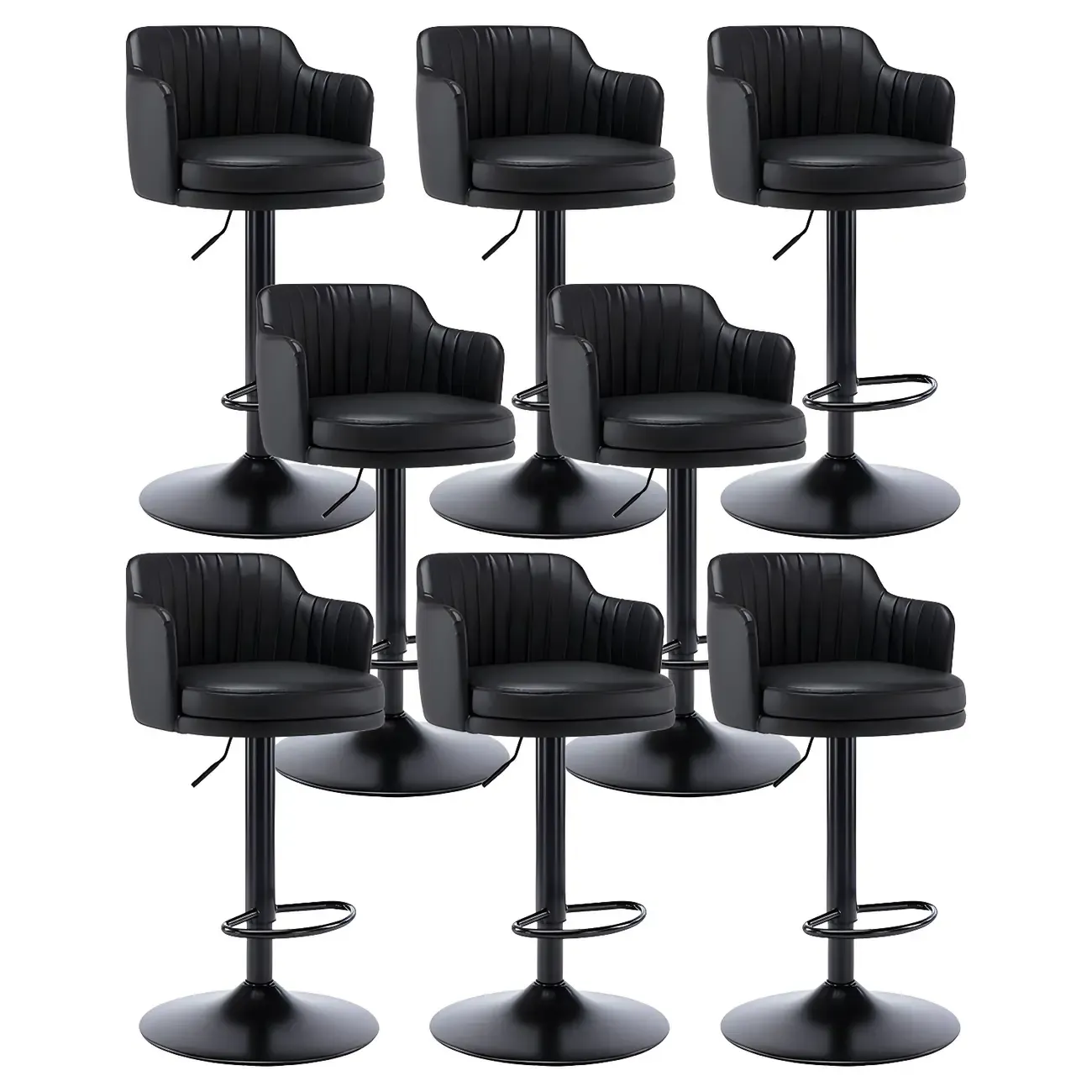 Modern Leather Armrests Swivel Adjustable Bar Stool Image - 16