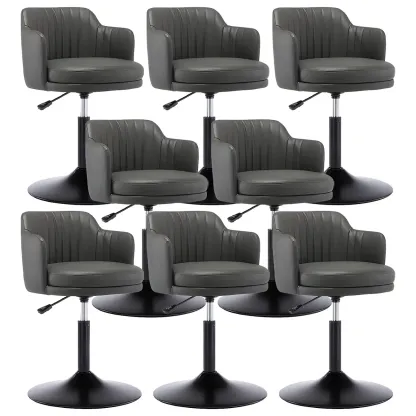 Modern Leather Armrests Swivel Adjustable Bar Stool Image - 21
