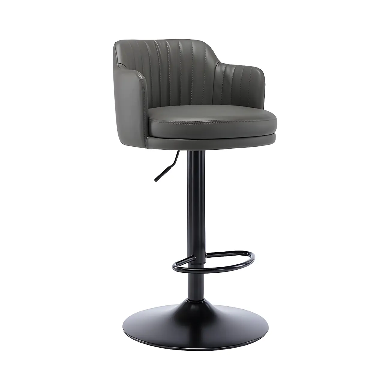 Modern Leather Armrests Swivel Adjustable Bar Stool Image - 22 | homeyfad