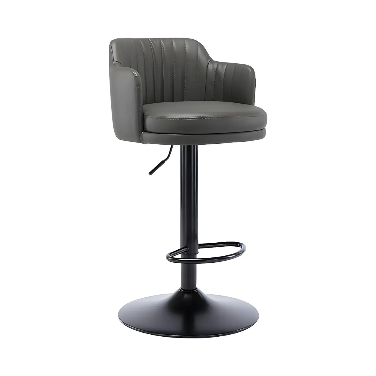 Modern Leather Armrests Swivel Adjustable Bar Stool Image - 22