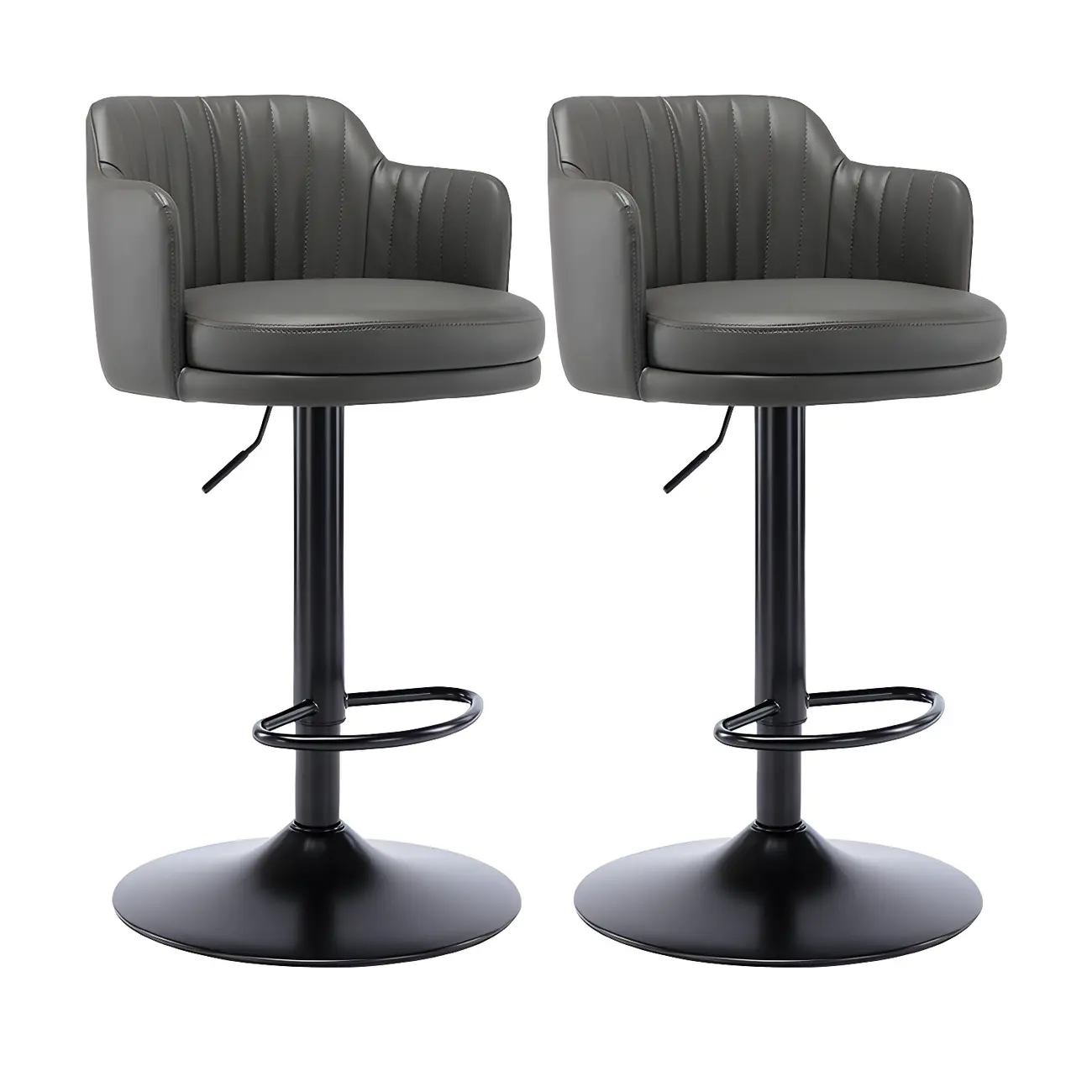 Modern Leather Armrests Swivel Adjustable Bar Stool Image - 23 | homeyfad