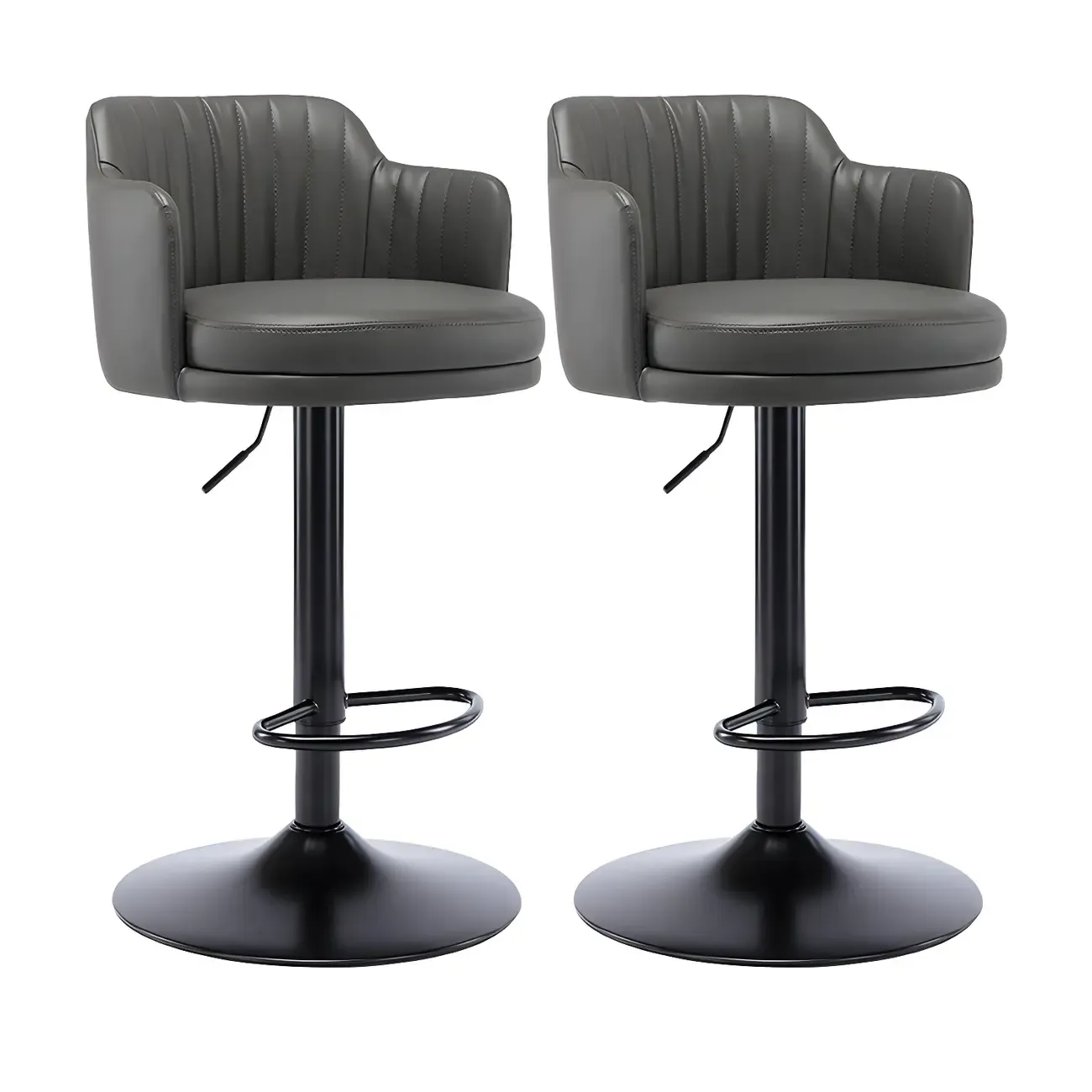 Modern Leather Armrests Swivel Adjustable Bar Stool Image - 23