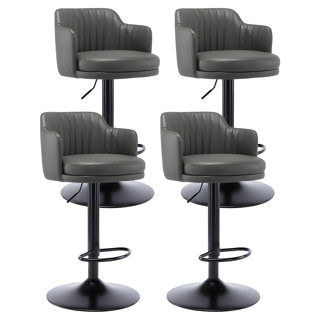 Modern Leather Armrests Swivel Adjustable Bar Stool Image - 24 | homeyfad