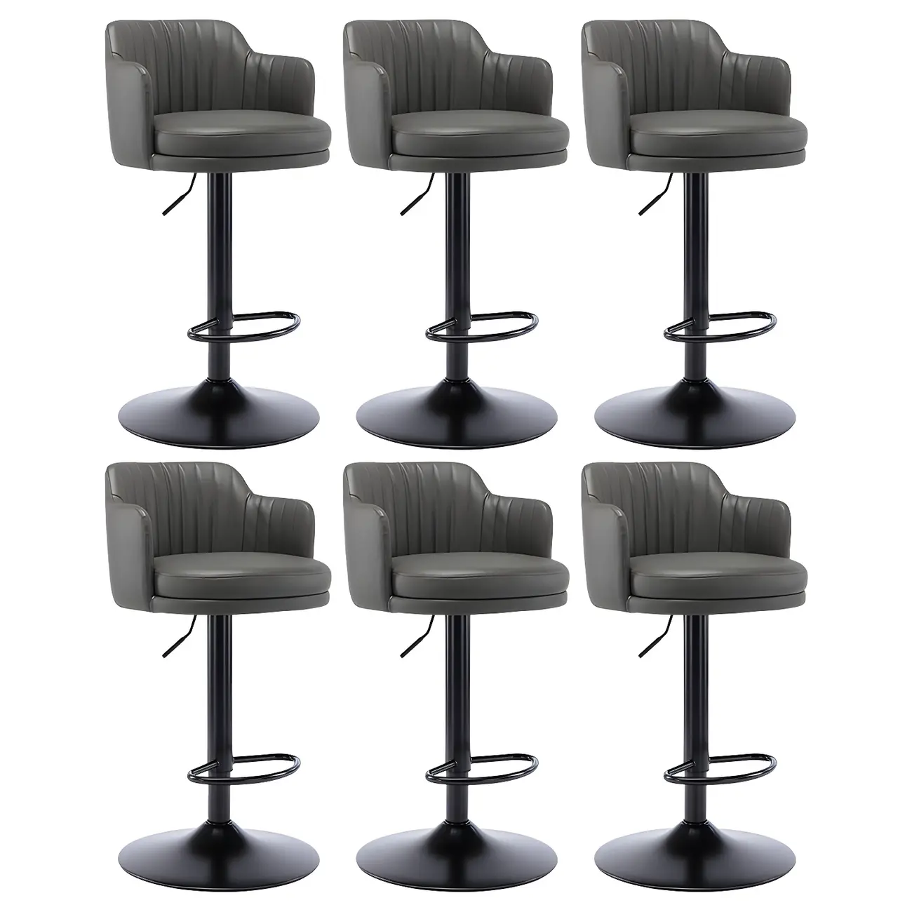 Modern Leather Armrests Swivel Adjustable Bar Stool Image - 25 | homeyfad
