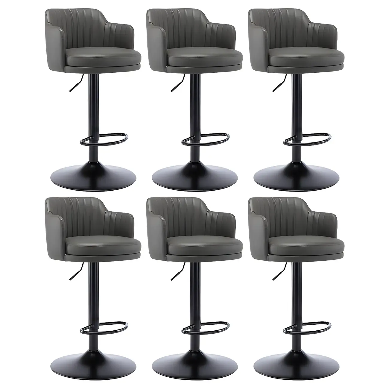 Modern Leather Armrests Swivel Adjustable Bar Stool Image - 25