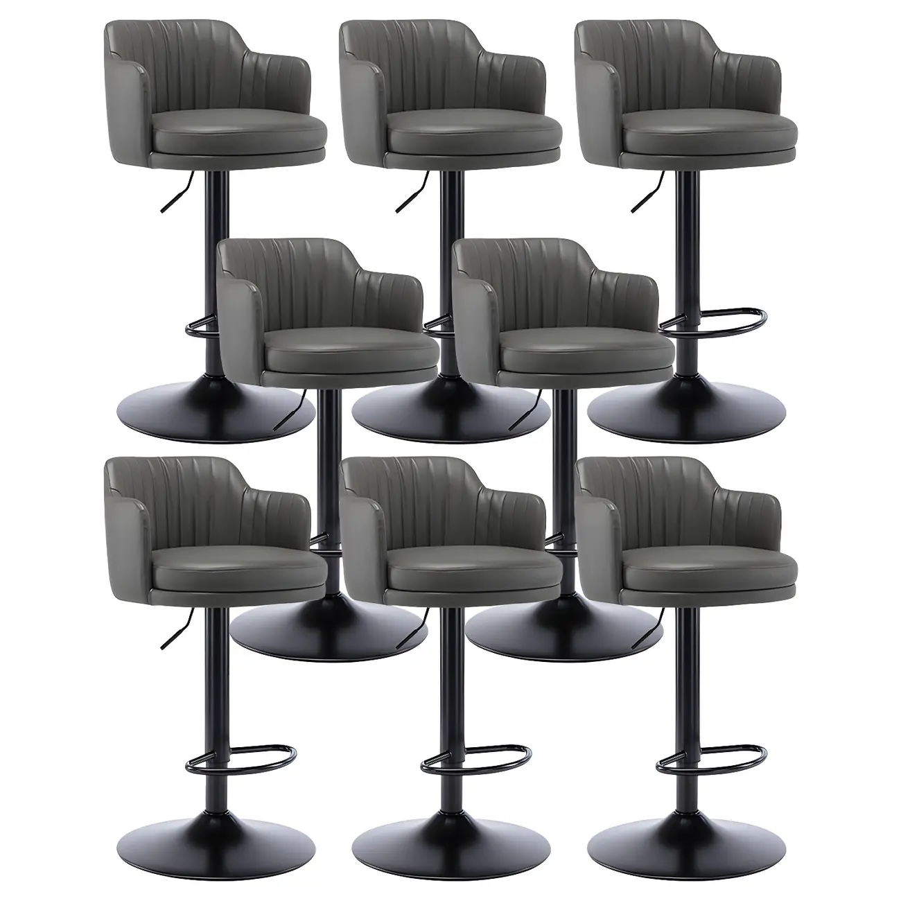 Modern Leather Armrests Swivel Adjustable Bar Stool Image - 26 | homeyfad
