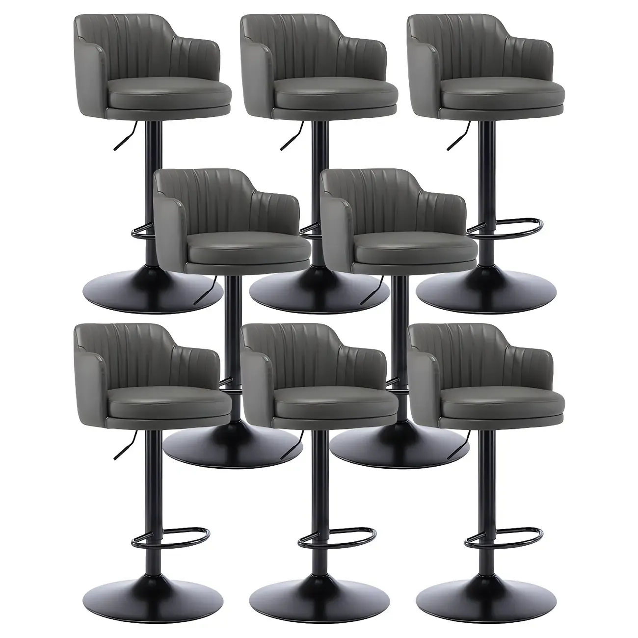 Modern Leather Armrests Swivel Adjustable Bar Stool Image - 26