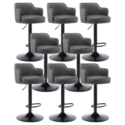 Modern Leather Armrests Swivel Adjustable Bar Stool Image - 26