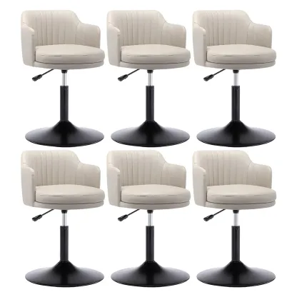 Modern Leather Armrests Swivel Adjustable Bar Stool Image - 30